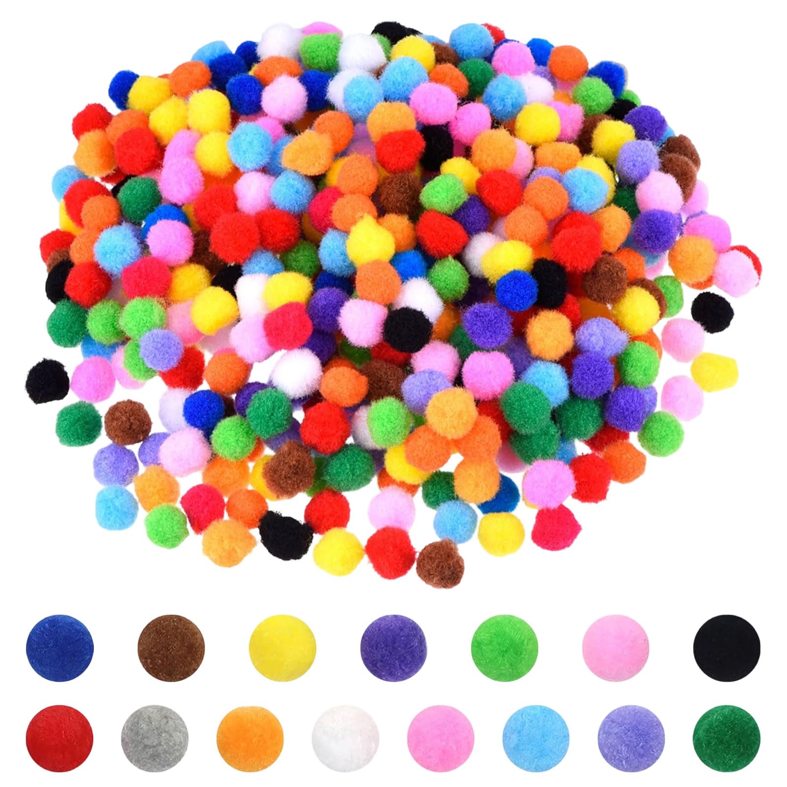 Pom Poms 10mm Assorted Colors for DIY Crafts and Kids Art - Soft Fluffy Mini Pom Poms for Decorations and Craft Projects (1000 Pieces)