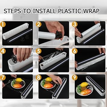 Multi-Purpose Wrap Dispenser with Cutter - Fits 11.8 Wide,100-Foot Long Plastic Wrap, | Easy to Use | Duty Aluminum Foil Plastic Wrap Organizer for Kitchen Countertops (Blue)
