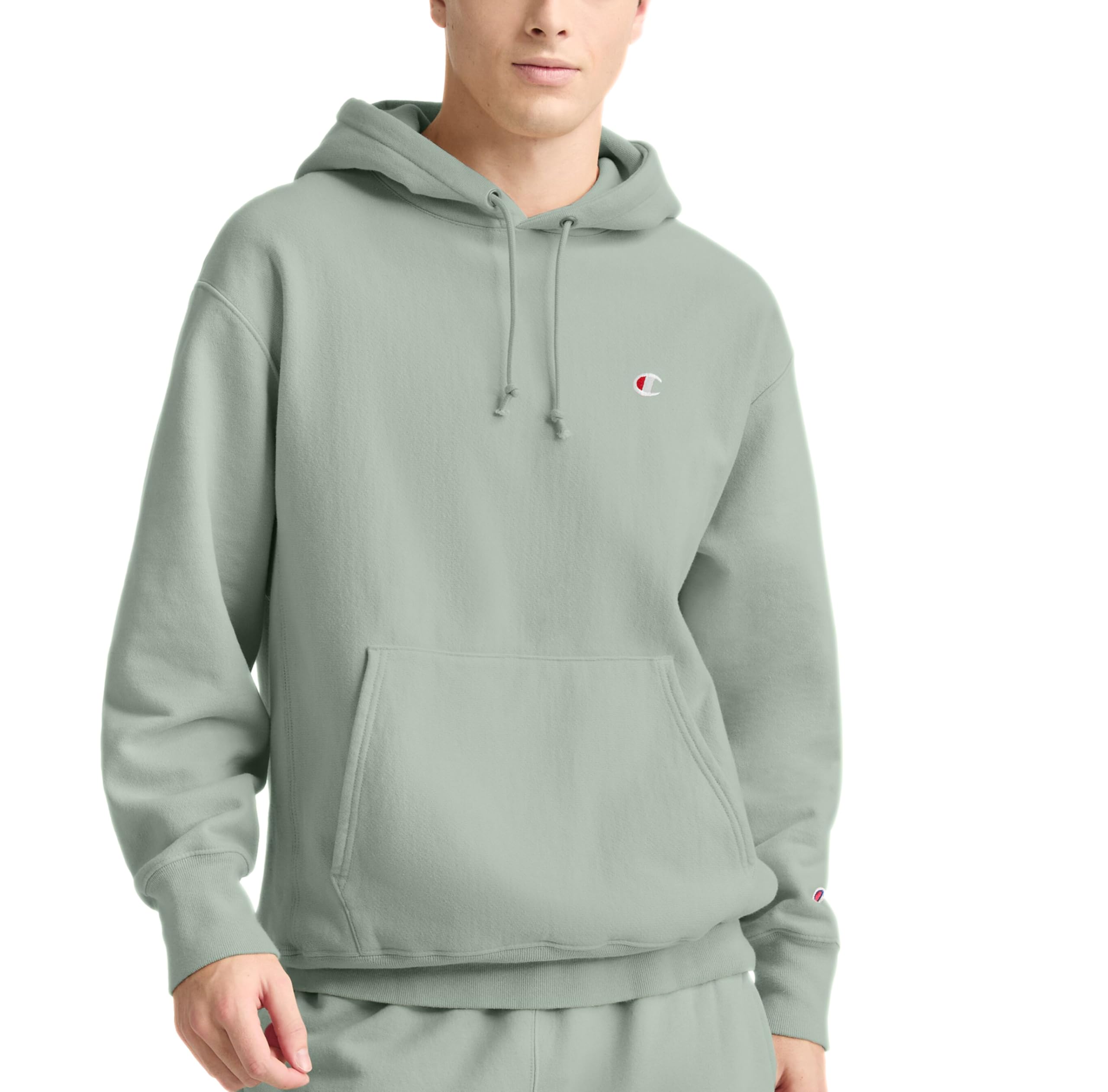 Champion Men's Reverse Weave Arena Hoodie, Embroidered Logo, Clever Sage, M