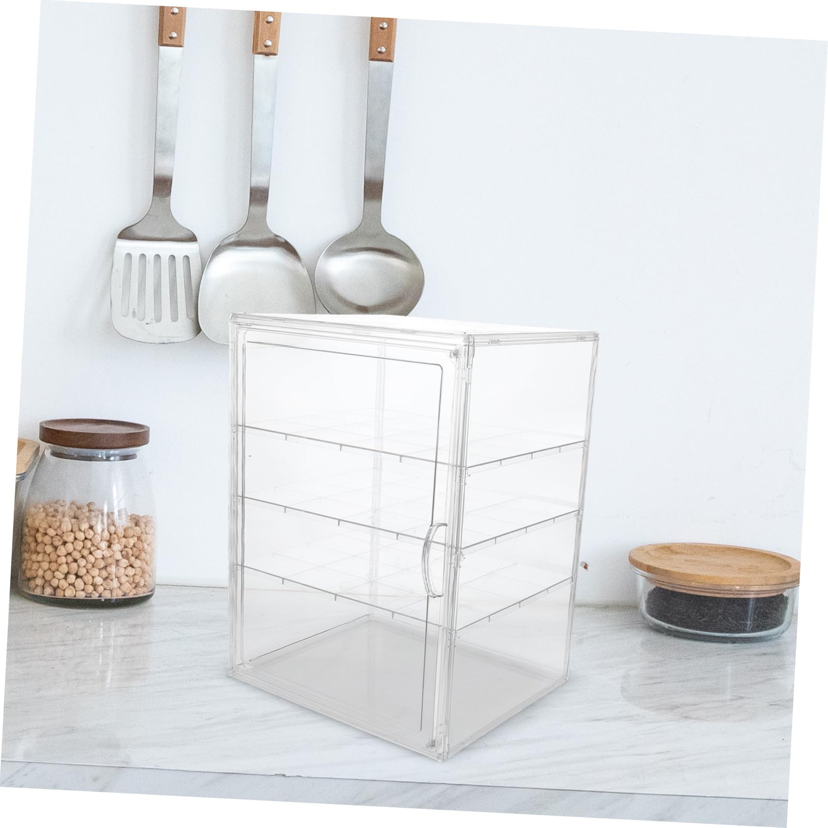 Vitrina Expositora de Mostrador de 4 Niveles PET Transparente