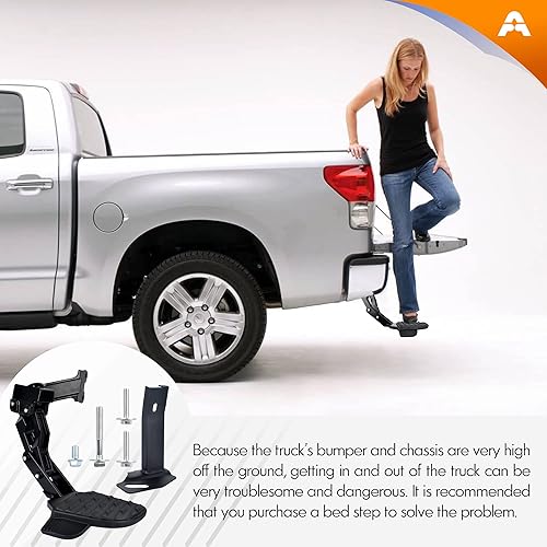 Miniatura 4 de ASOPARTS Escalón de la cama trasera compatible con Dodge Ram 2500 3500 retráctil para puerta trasera de parachoques trasero # 82215842AE 82215842AE