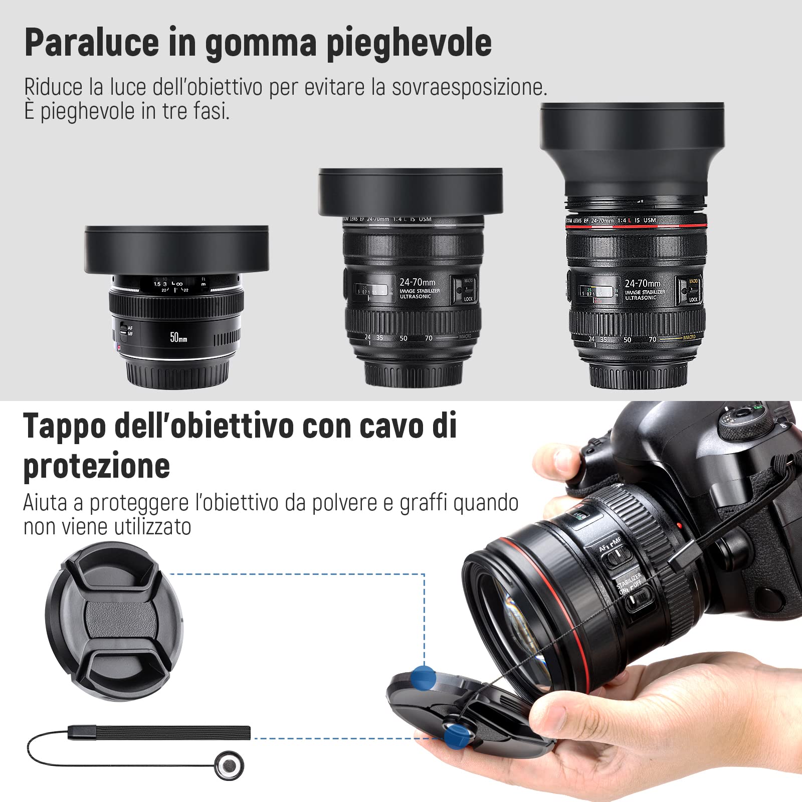 NEEWER Set di Lenti e Filtri da 52mm: Grandangolo/2,2X Teleobiettivo Aggiuntivo per Obiettivo APS-C 18mm-85mm, (+1+2+4+10) Close Up Macro/ND/UV/CPL/FLD per Obiettivi con Filettatura ⌀52mm
