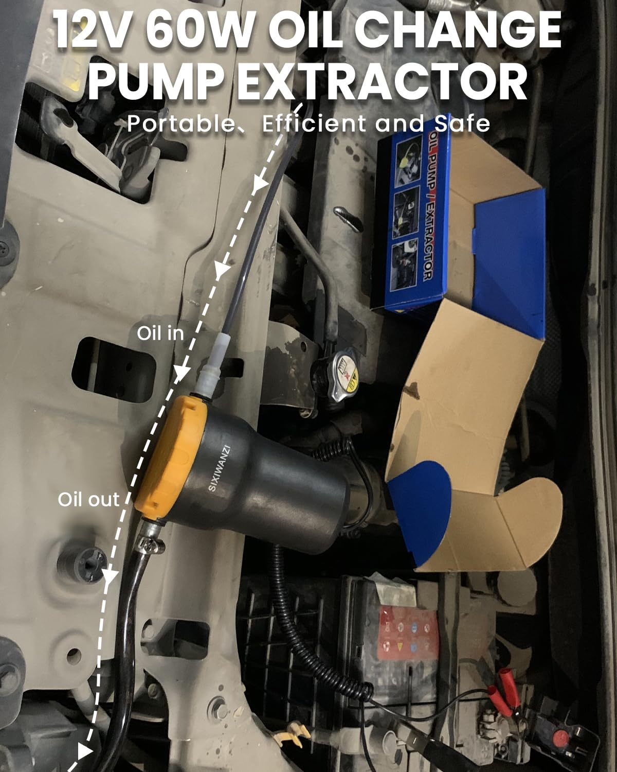 SIXIWANZI 12V 60W Oil Extractor Pump, Oil Extractor for Boat, Motorcycle, Car and lawn Equipment