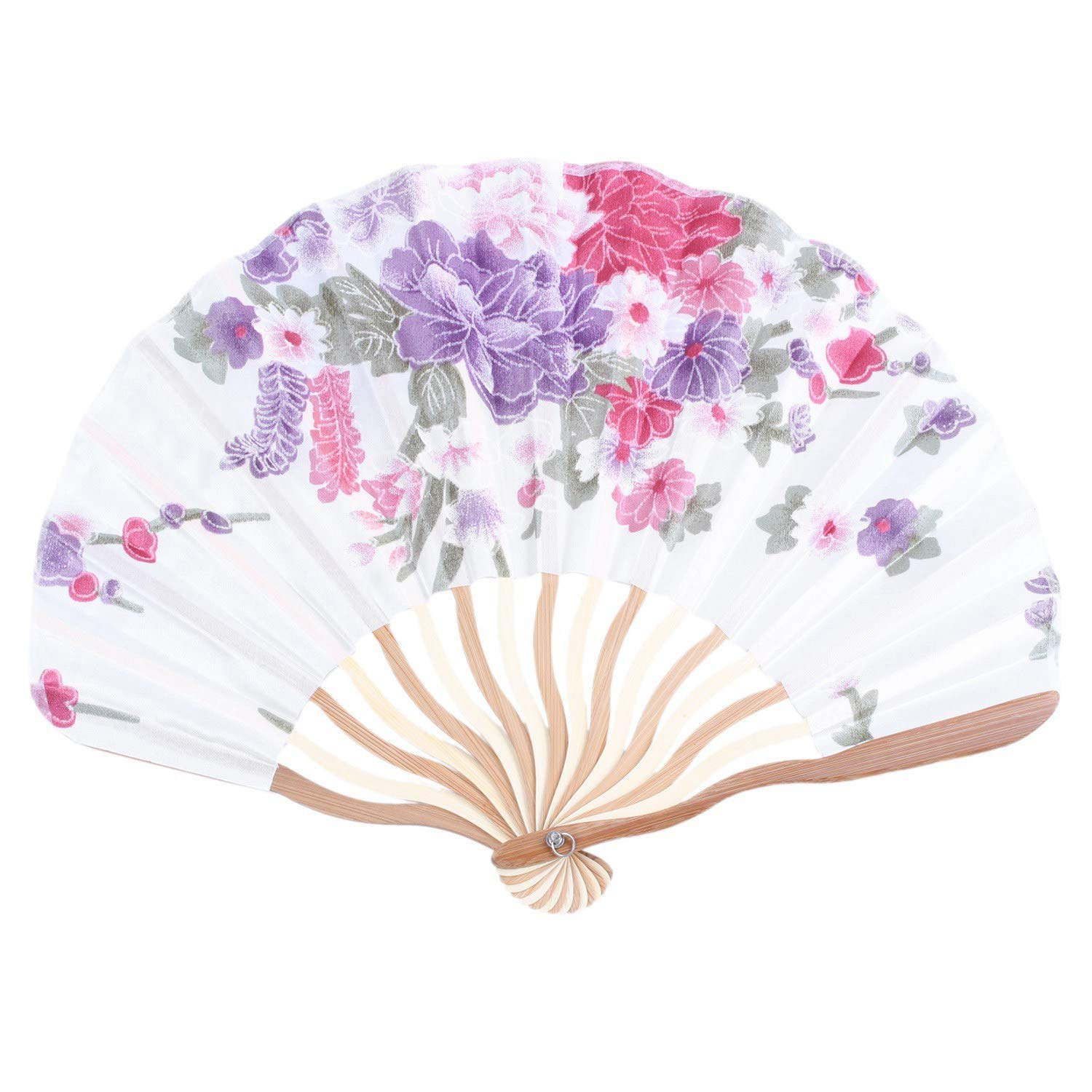 CTRLZS Bamboo Flower Printed Japanese Style Foldable Hand Held Fan Gift Decor