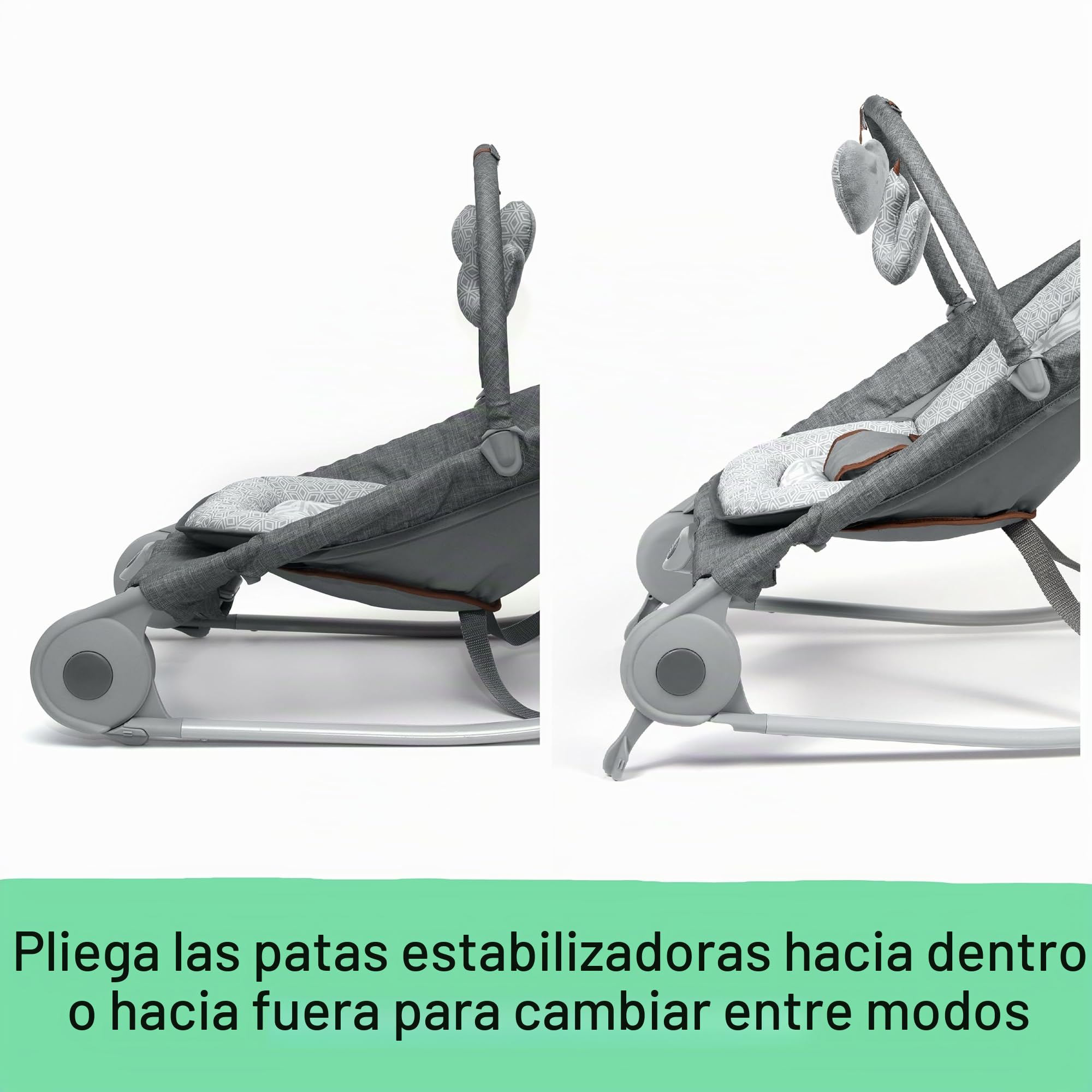 Summer Dúo de hamaca y mecedora 2 en 1, práctica mecedora y hamaca portátil para bebés con juguetes blanditos y vibraciones relajantes