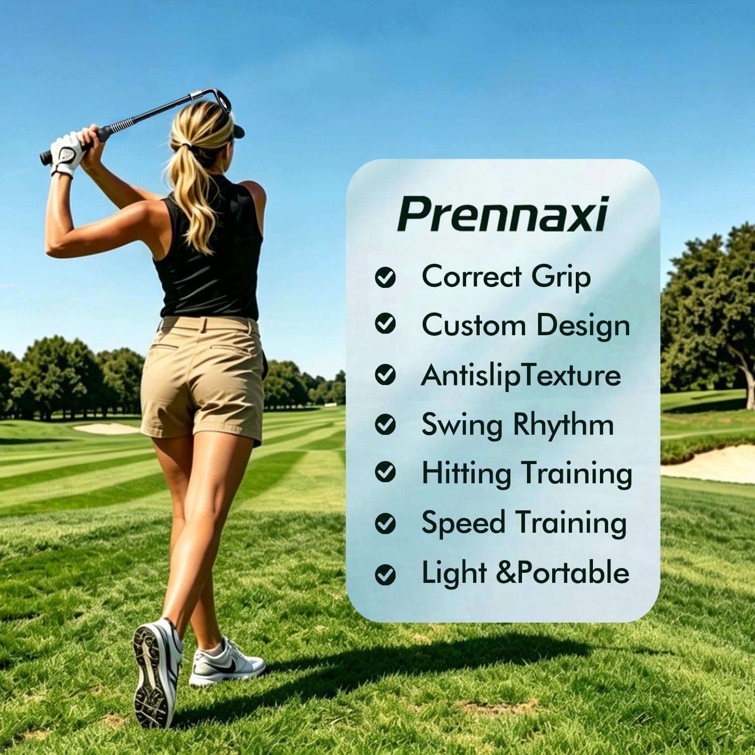 Golf Swing Trainer Aid with Audible Impact Slider - Real Clubhead for Face Alignment & Anti-Slice, Internal Weight Tempo Training Stick, Indoor Golf Practice Equipment