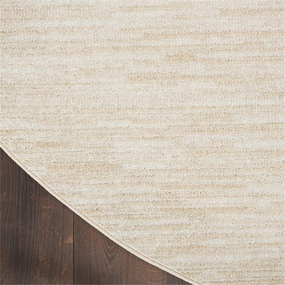 Pemberly Row 8' x Round Ivory Beige Fabric Outdoor Area Rug (8' Round)
