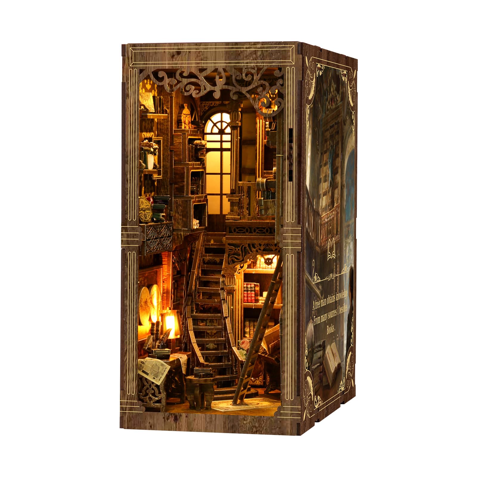 DIY Book Nook Kit - Biblioteca Libri antichi - Kit di costruzione in legno 3D per libreria Decorazione - Idea regalo per adulti e adolescenti Regali di Natale e compleanno