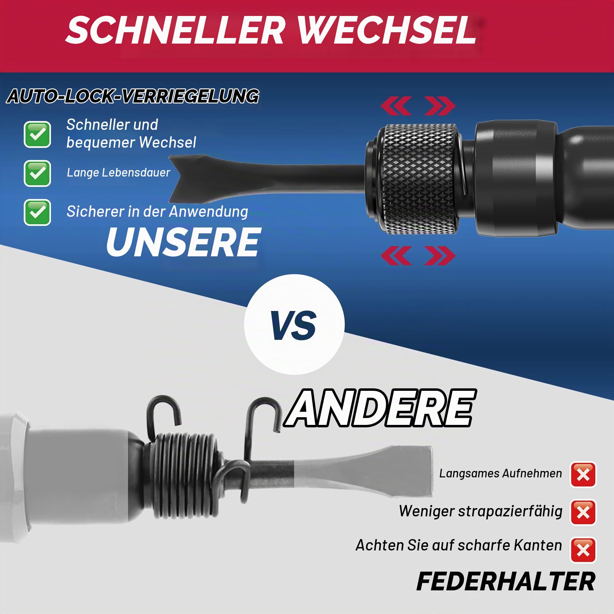 Lufthammer, NEU PNEUPACTURE 250 mm langes Luftmeißel-Set, mit 4 Meißeln, mit Schnellwechselhalter, 2200 bpm, Frontabgas, Luftmeißel zum Schaufeln und Schneiden