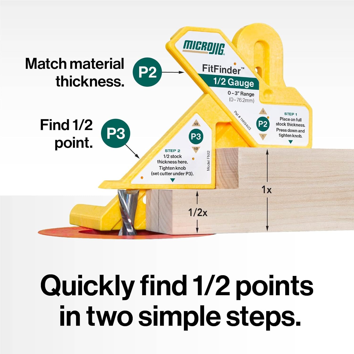 MICROJIG FitFinder 1/2 Gauge & Matchfit Dado Stop Pro Kit Bundle – Fast & Accurate Center Point Finder for Woodworking | Perfect for Dado Cuts, Joinery, Saw Blade & Router Bit Height Setting