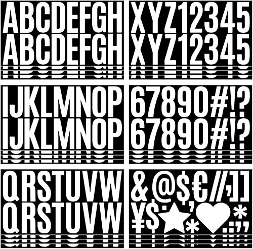 400 calcomanías de letras grandes de 2.5 pulgadas, 24 hojas, calcomanías autoadhesivas con números del alfabeto blanco para tablones de anuncios,