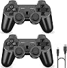 ＲＵＥＩＵＲＩ P-S3 Controller 2 Pack PS-3 Wireless controller Playstation 3 Controller Wireless Bluetooth Gamepad with USB Charger Cable for PS-3 ((Black+Black))