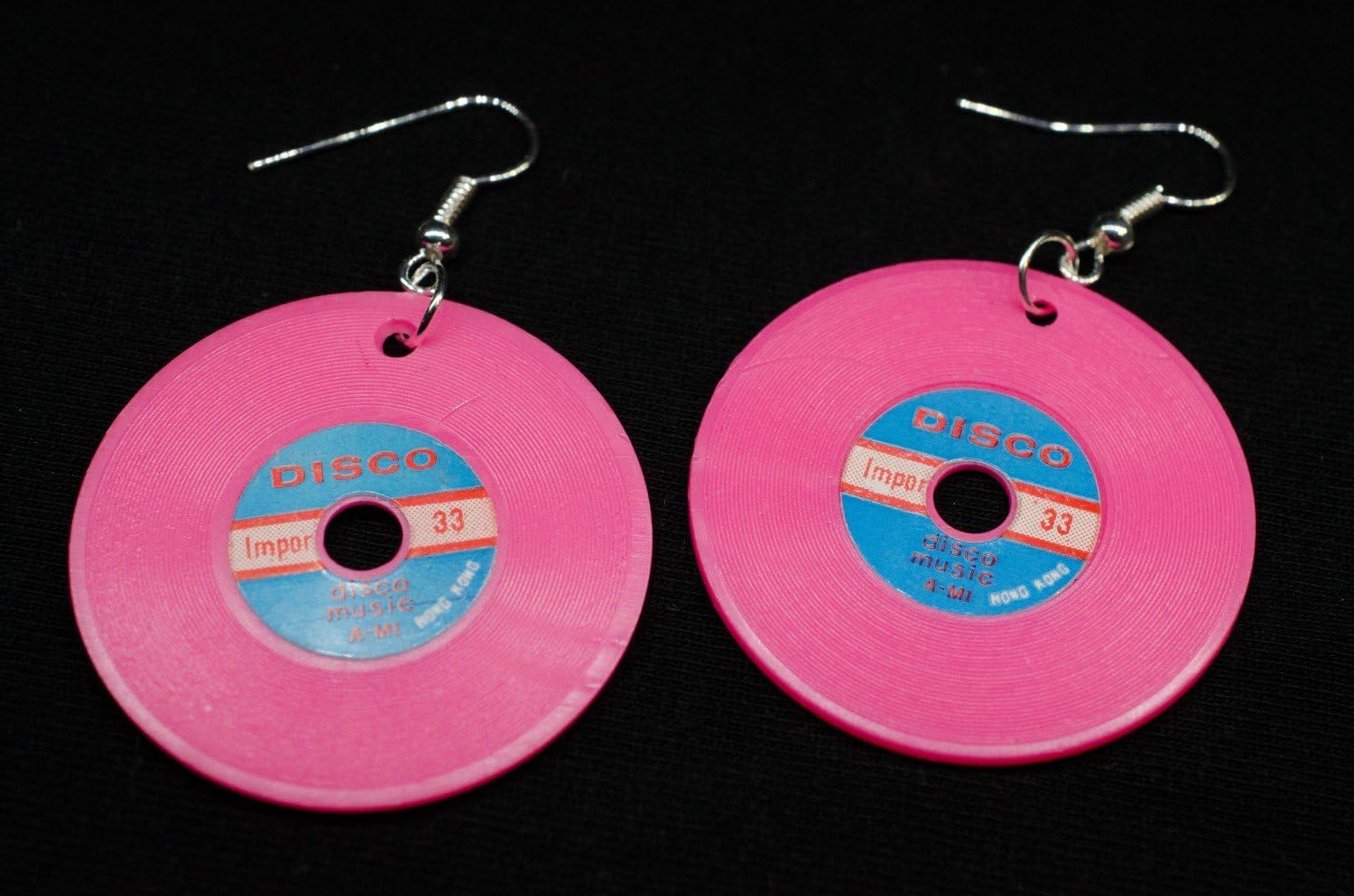 Record Earrings Records LP Vinyl DJ Music Miniblings Plate Pink