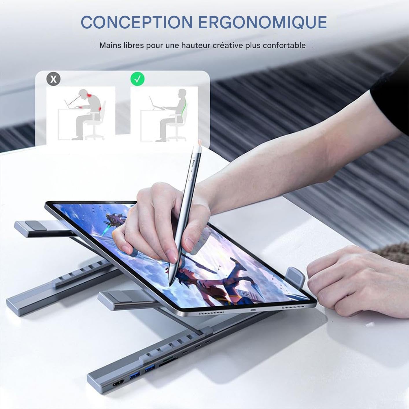 Dokujący Do Laptopa 8 W 1 Wieloportowy Hub Z Chłodzącą Podstawką