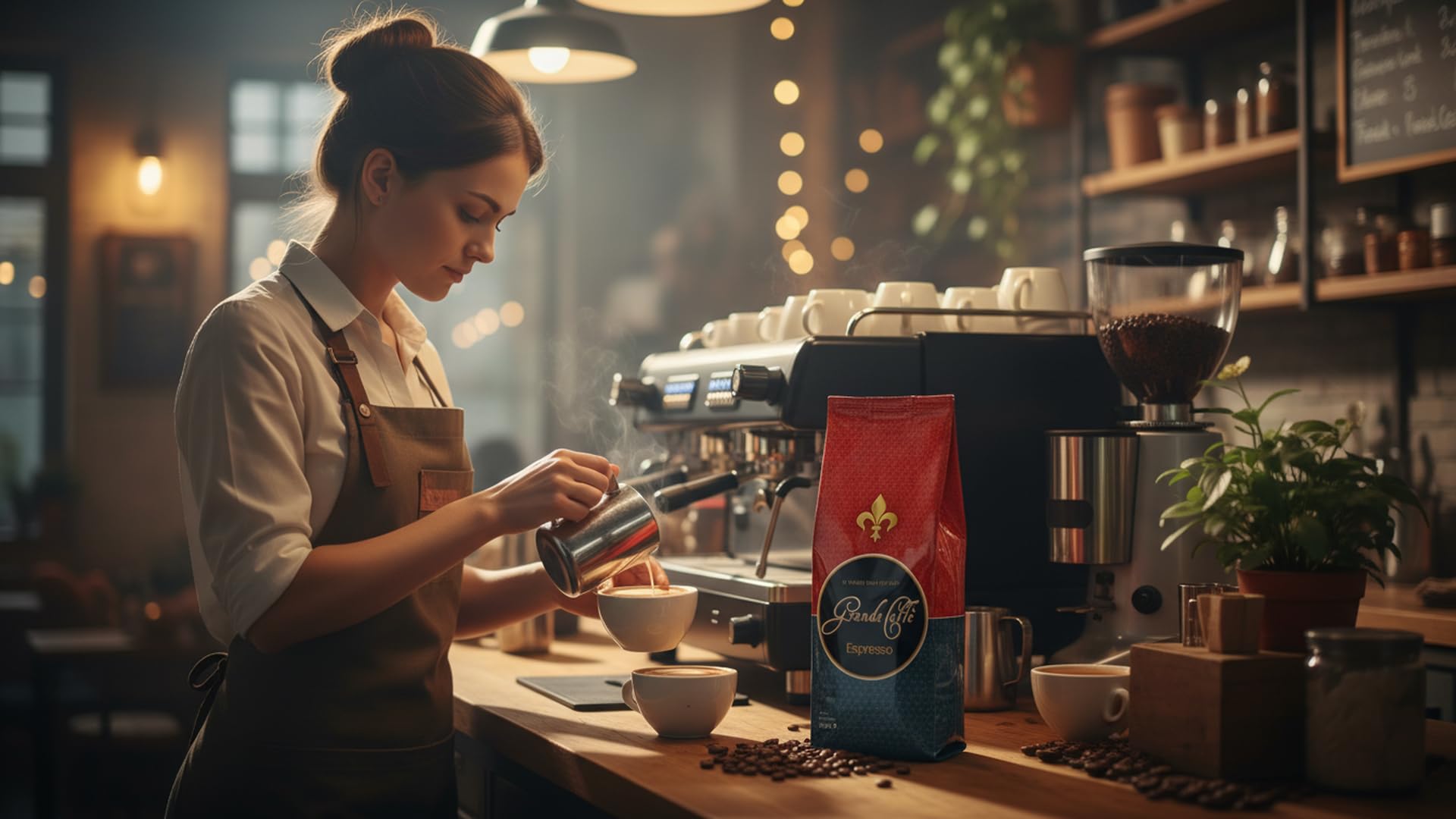 Grande Caffe Espresso Kaffeebohnen, ganze Bohnen, 80% Arabica 20% Robusta, Dunkle Röstung, 1000g, 2er Set, würzig-nussiges Aroma, traditionelle Trommelröstung