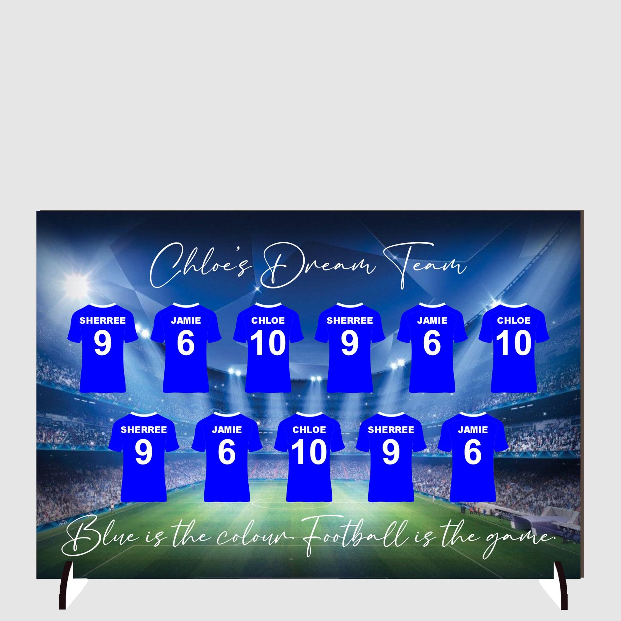 Personalised Football Plaque for Dads - Custom Family Dream Team Football Shirt Sign - Design for Father’s Day or Birthdays Daddy's No.1 Team The Best Dad (MDF Wood, 11 Shirts)