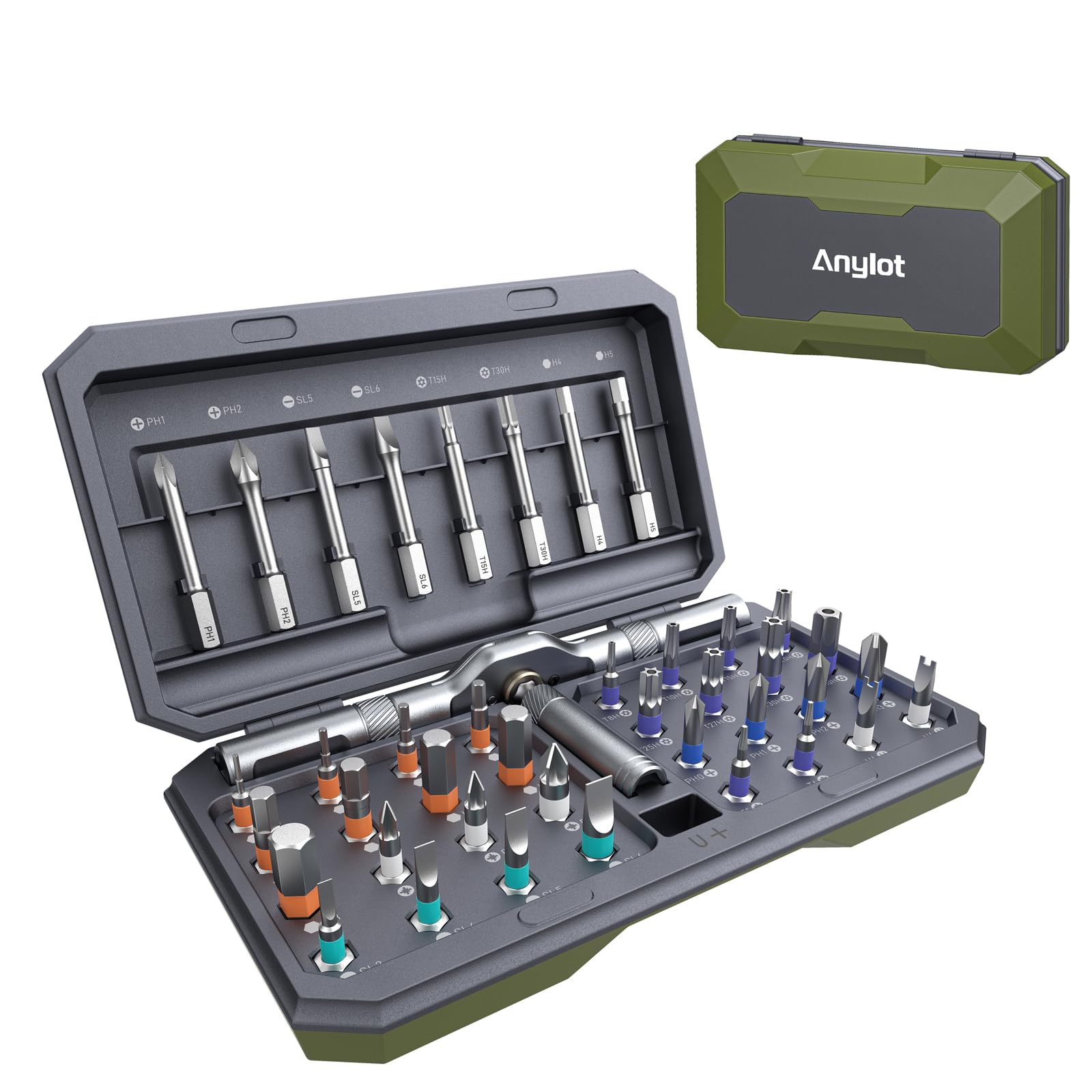 42 in 1 Magnetic Ratcheting Screwdriver Set with T Handle | T Handle Allen Wrench Set, Mu…