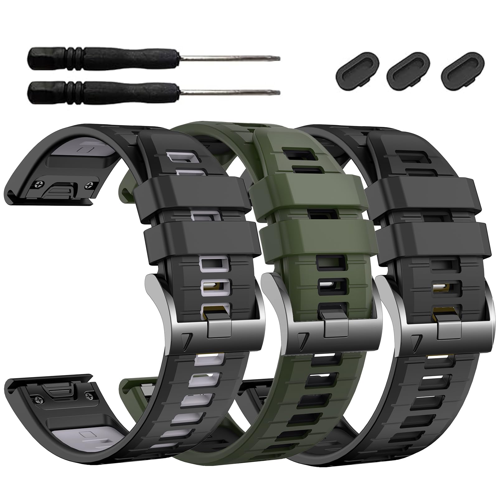 EZMVZKU 22mm Quickfit Watchbands for Garmin Fenix 8 AMOLED 47mm/7/7 pro/6/6 pro/5/5 Plus,Silicone Sport Straps for Forerunner 965/955/945/Approach S62/S70/tactix 8 47mm/Descent G2/quatix 7 Pro/7/6/5