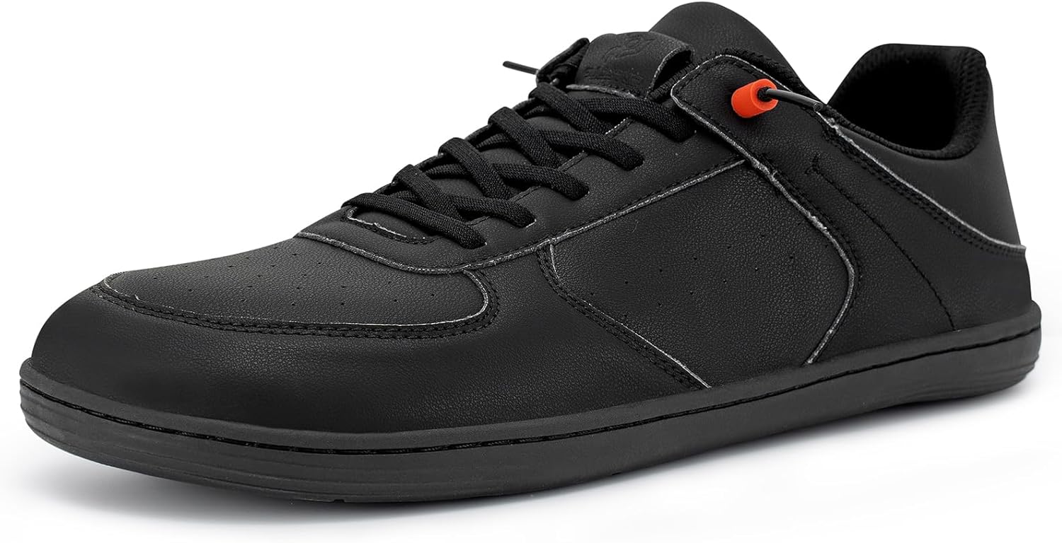Pulltop Barefoot Wide Toe Box Shoes for Men - Minimalist Barefoot Dress Shoes Sneakers Zero Drop Slip on Walking Non Slip Shoes for Men 10 Wide Wt01 | Black