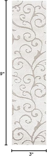 Miniatura 2 de SAFAVIEH - Colección Florida Shag SG455 alfombra afelpada con vides enrolladas, espirales elegantes, con textura, no pierde pelo, para sala de estar