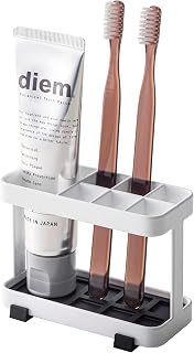 YAMAZAKI home 6802 Toothbrush and Toothpaste Holder for Bathroom Countertop, One Size, White