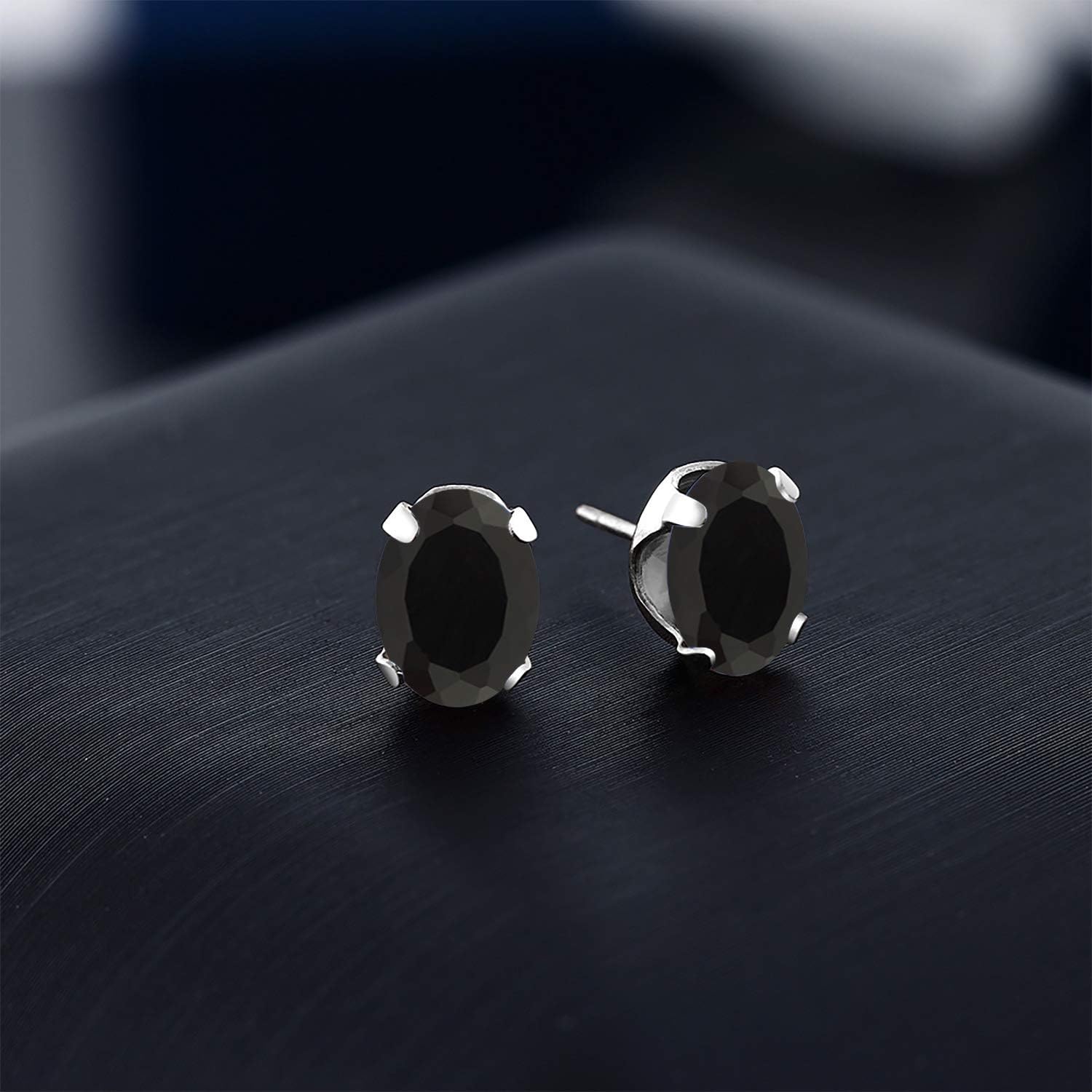 Gem Stone King 925 Sterling Silver Black Onyx and Earrings for | 3.30 Cttw | Gemstone December Birthstone | Oval 8X6MM - Image 3