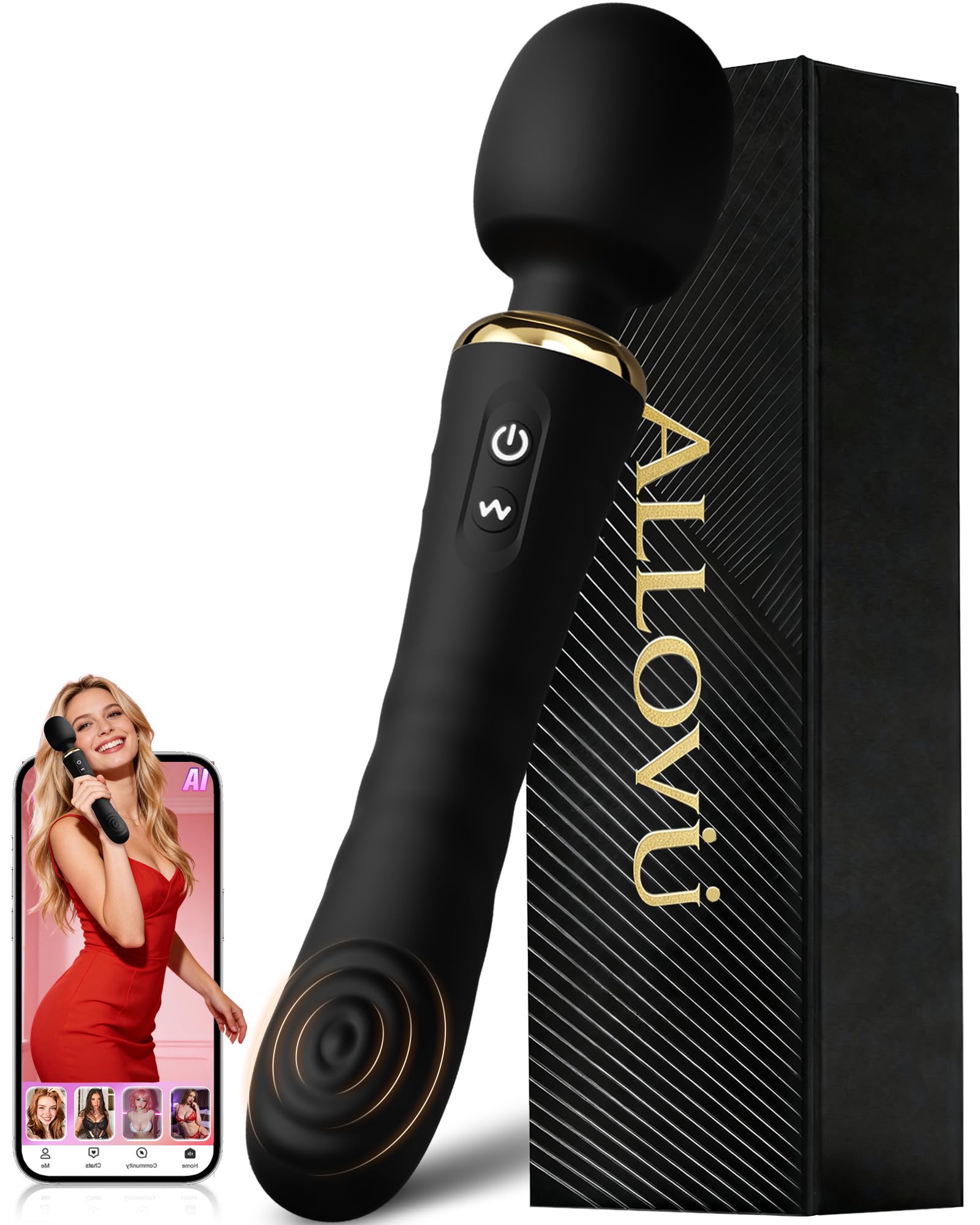 Amazon.com: Wand Dildo Vibrator Sex Toys, Allovü Wand Massager for Clitoral  G Spot Nipple Stimulation, AI Sync Vibrators with 10 Vibrations & 5 Tapping  Mode, APP Control Silicone Sex Toy for Women