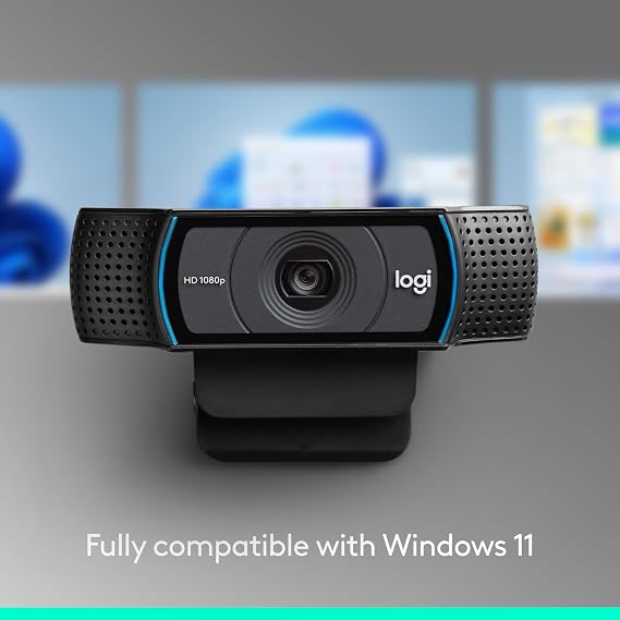 Logitech C920 HD Pro Webcam, Full HD 1080p/30fps Video Calling, Clear Stereo Audio, Light Correction, Works with Skype, Zoom, FaceTime, Hangouts, PC/Mac/Laptop/Tablet/Chromebook - Black