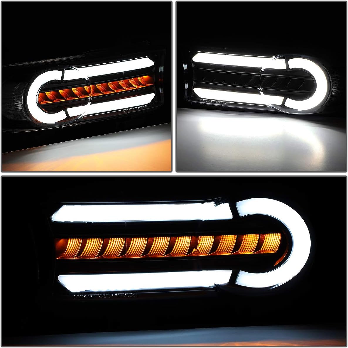 Auto Dynasty Pair Tinted Clear Side LED DRL+Sequential Turn Signal Front Bumper Light Lamps Compatible with Toyota FJ Cruiser 07-14