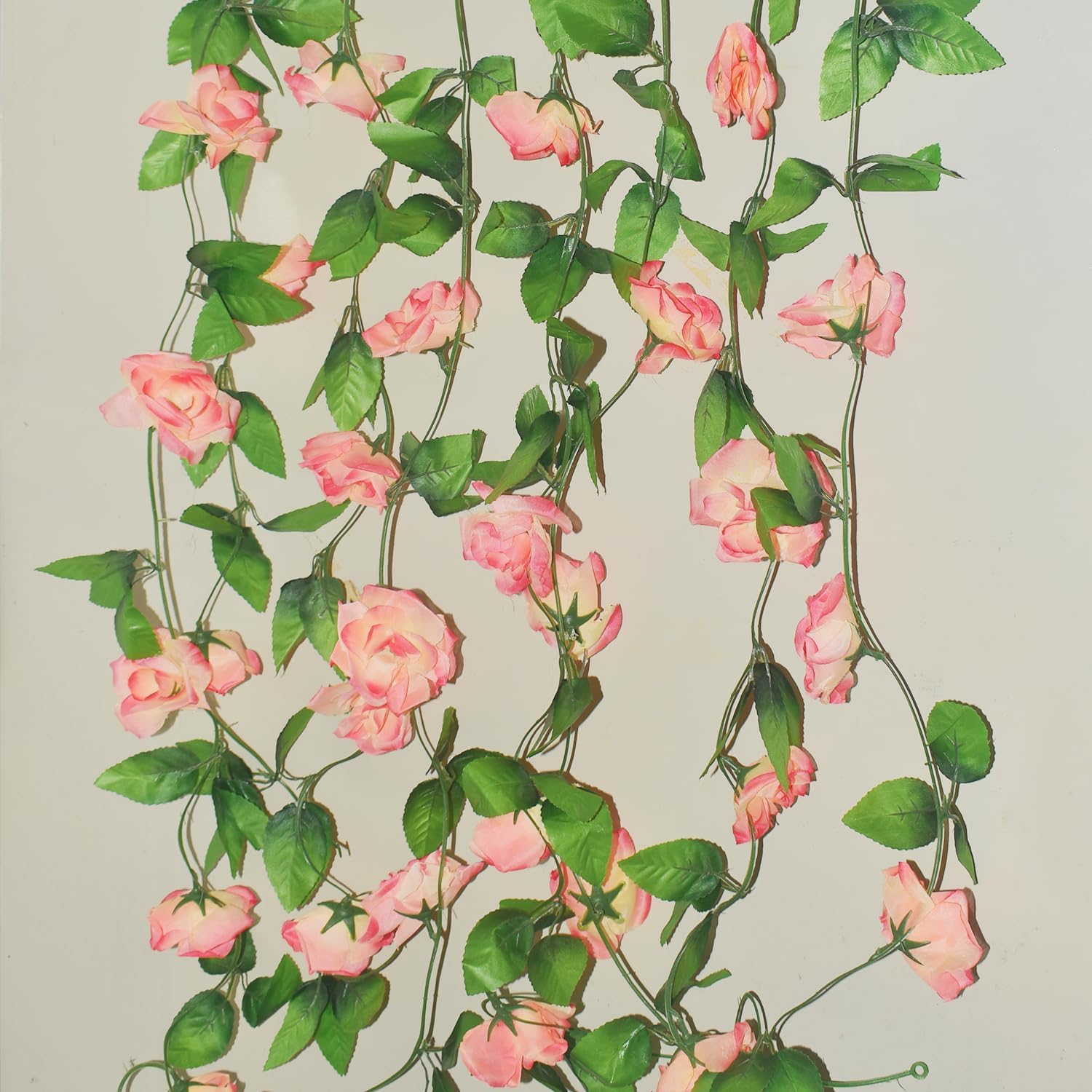 Musdoney 4Pcs 32.2 FT Fake Rose Vine Flowers Plants Artificial Flower Garland Hanging Rose Ivy Home Hotel Office Wedding Party Garden Craft Art Decor (Pink) - Image 3