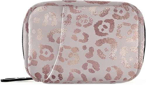 Miniatura 1 de Kigai Pastillero semanal con diseño de leopardo rosa, organizador de píldoras portátil con cremallera para vitaminas, medicamentos y suplementos