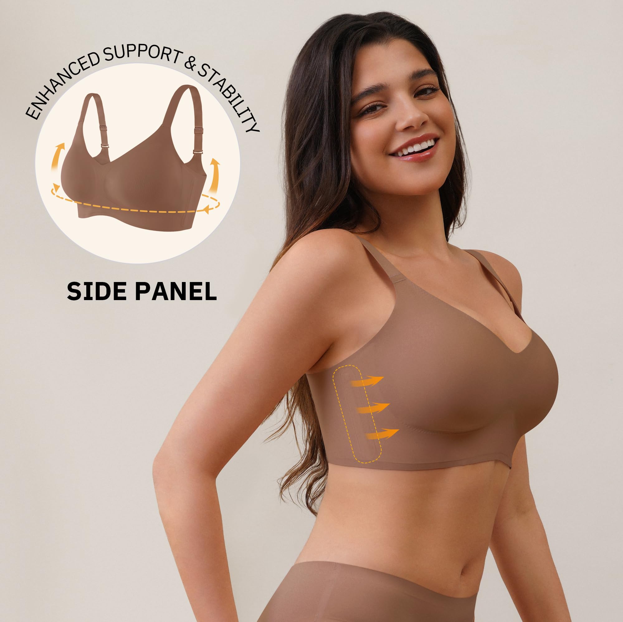 CLOSEMATE Reggiseno Senza Ferretto Reggiseni Donna con Scollatura a V Comfort Brassiere Bralette Elasticizzato Push Up Seamless Bras