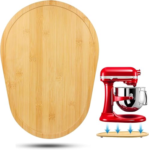 Bamboo Mixer Slider for Kitchen Aid 5-8 Qt Bowl Lift Stand Mixer | Kitchen Appliance sliding mat Countertop Storage Attachments, Mixer Accessories Sliding Board for Moving Tray