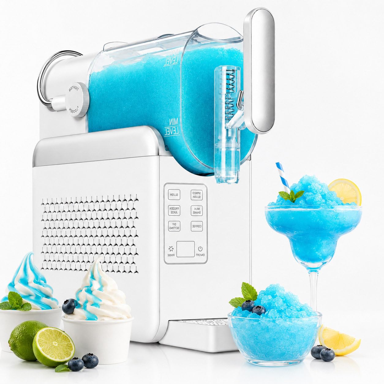 pedenencelia 1.8L Slushie Machine & Soft Serve Ice Cream Machine for Home Use, 6-IN-1 Presets for Slushy, MilkShake, Frappés and More Dessert Maker, No Ice Needed White