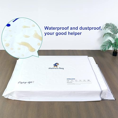 Miniatura 3 de Paquete de 2 bolsas de colchón para mudanza y almacenamiento de tamaño King, cierre de cremallera, resistentes al desgarro, impermeables, no se
