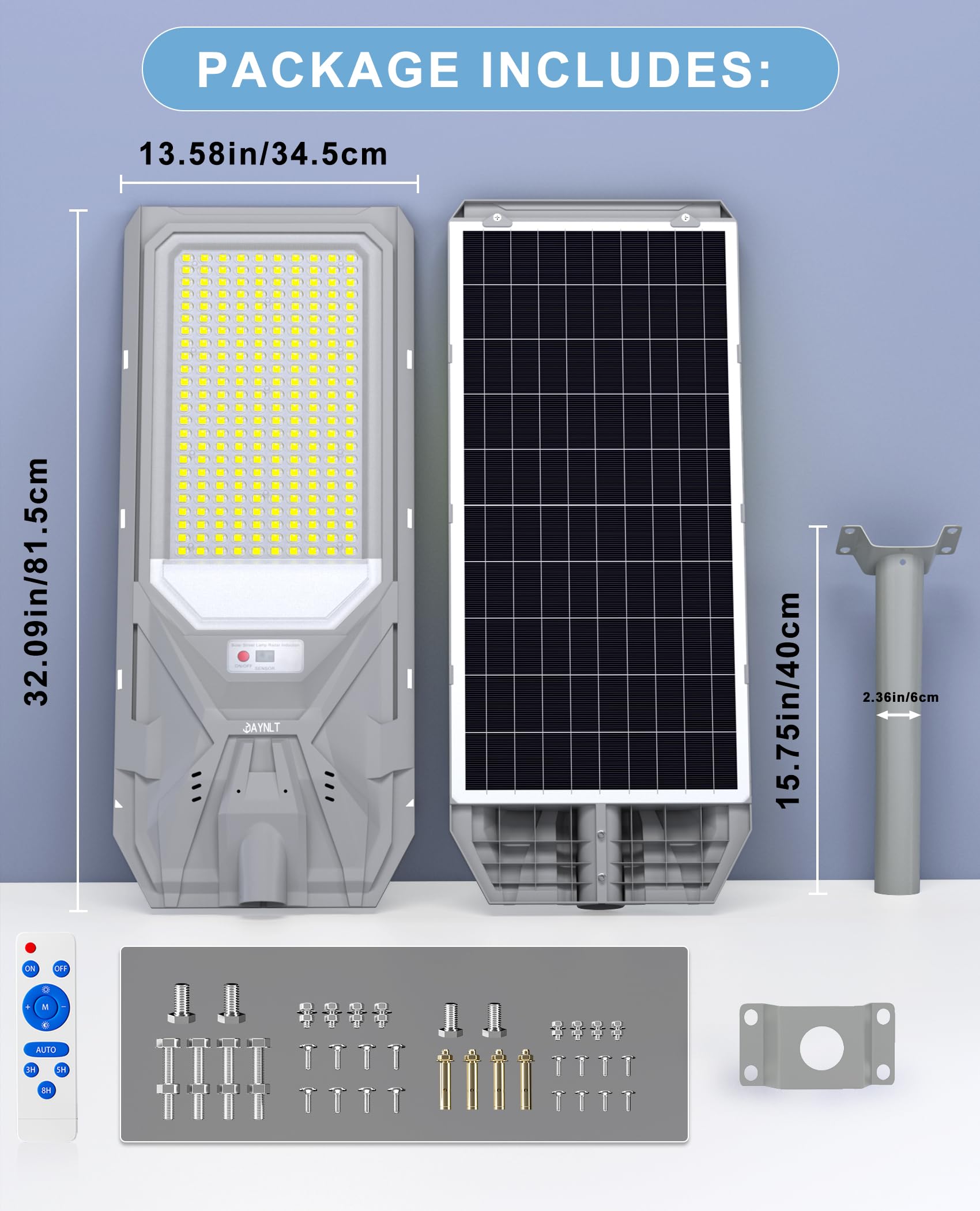 JAYNLT X-12000W Solar Straßenlaterne für Außen, Solarlampen mit Bewegungssensor, 6500K Solarleuchten Dämmerung bis zum Morgengrauen, IP68 Wasserdichte Solarstrahler für Gärten Garage