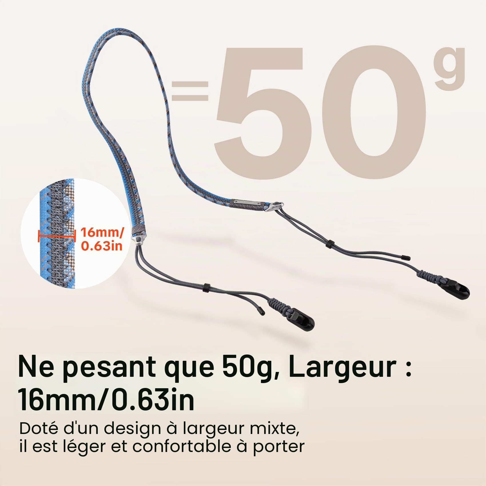 PGYTECH Sangle d'appareil photo Slim Réglable à dégagement rapide 820-1360mm Légère Multicolore pour appareils photo hybrides/compacts/Instax/numériques, Trendy Style
