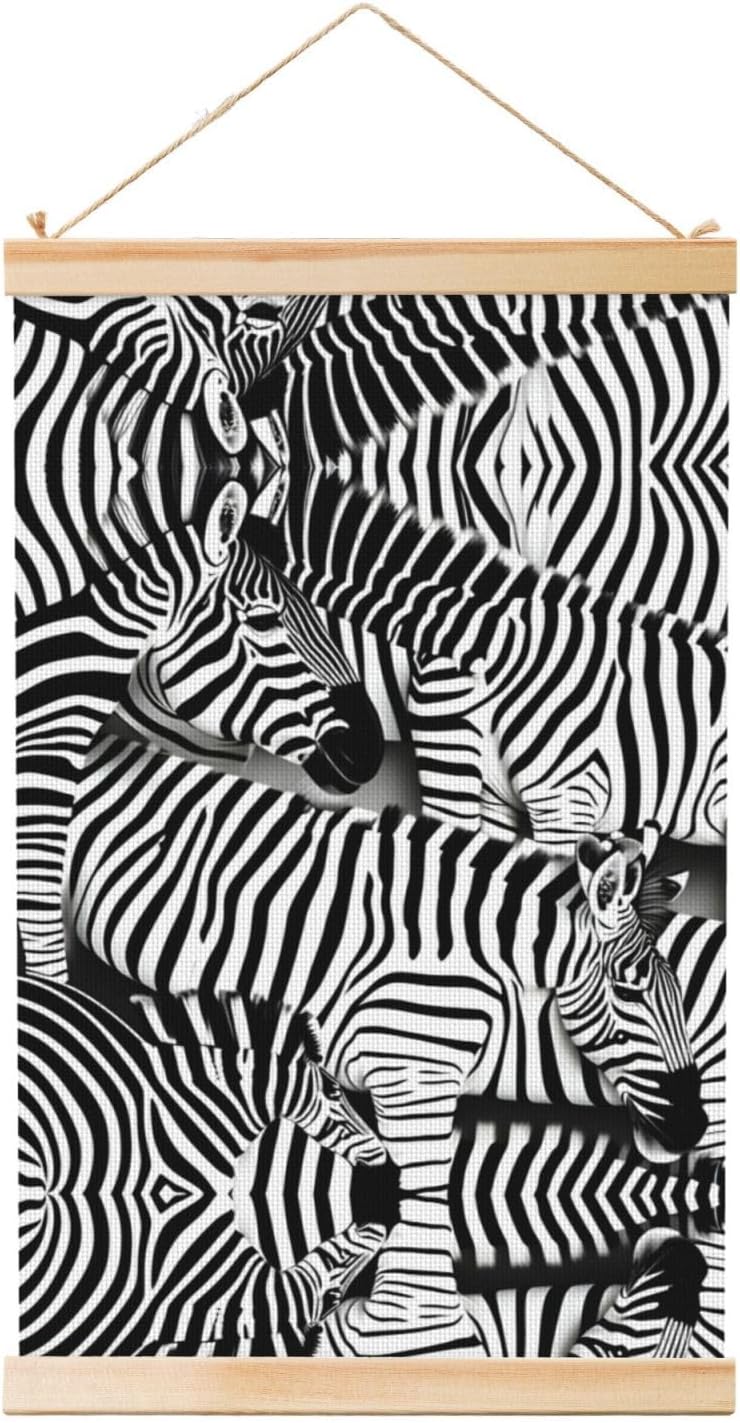 Zebra Print Poster Hanger,Hanging Poster, Poster Frame,Wood Poster Hanger, For Wall Hanging