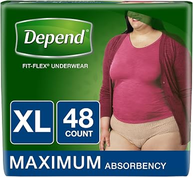 Depend for Women Incontinence Underwear with Maximum Absorbency, X-Large, 48 Count