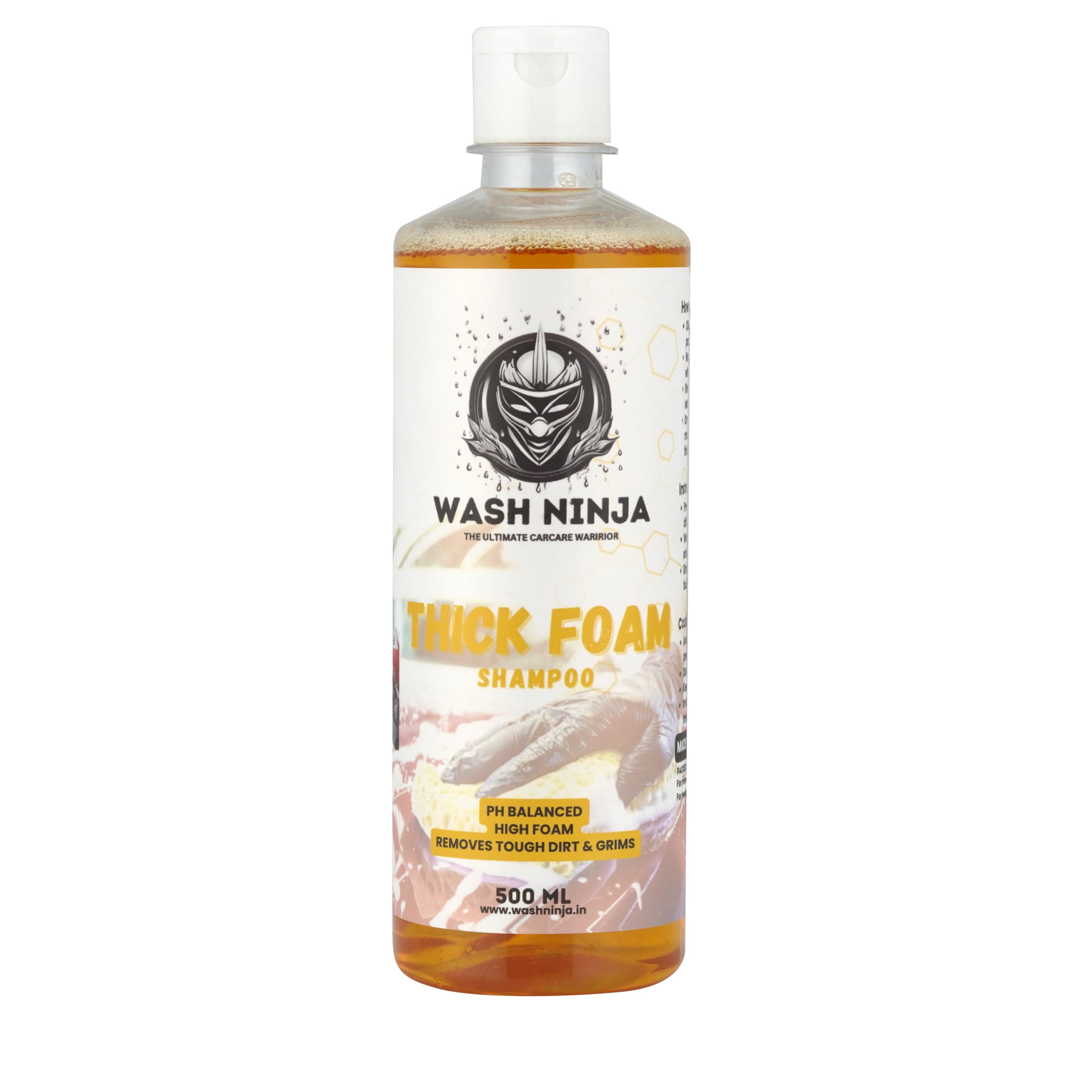 WASHNINJA EXTREME SNOW FOAM SHAMPOO | DILUTION 1:20 | ULTRA THICK HEAVY SUDS FOAM SHAMPOO | PROVIDES HIGH GLOSS FINSH AFTER WASH (500 ML)