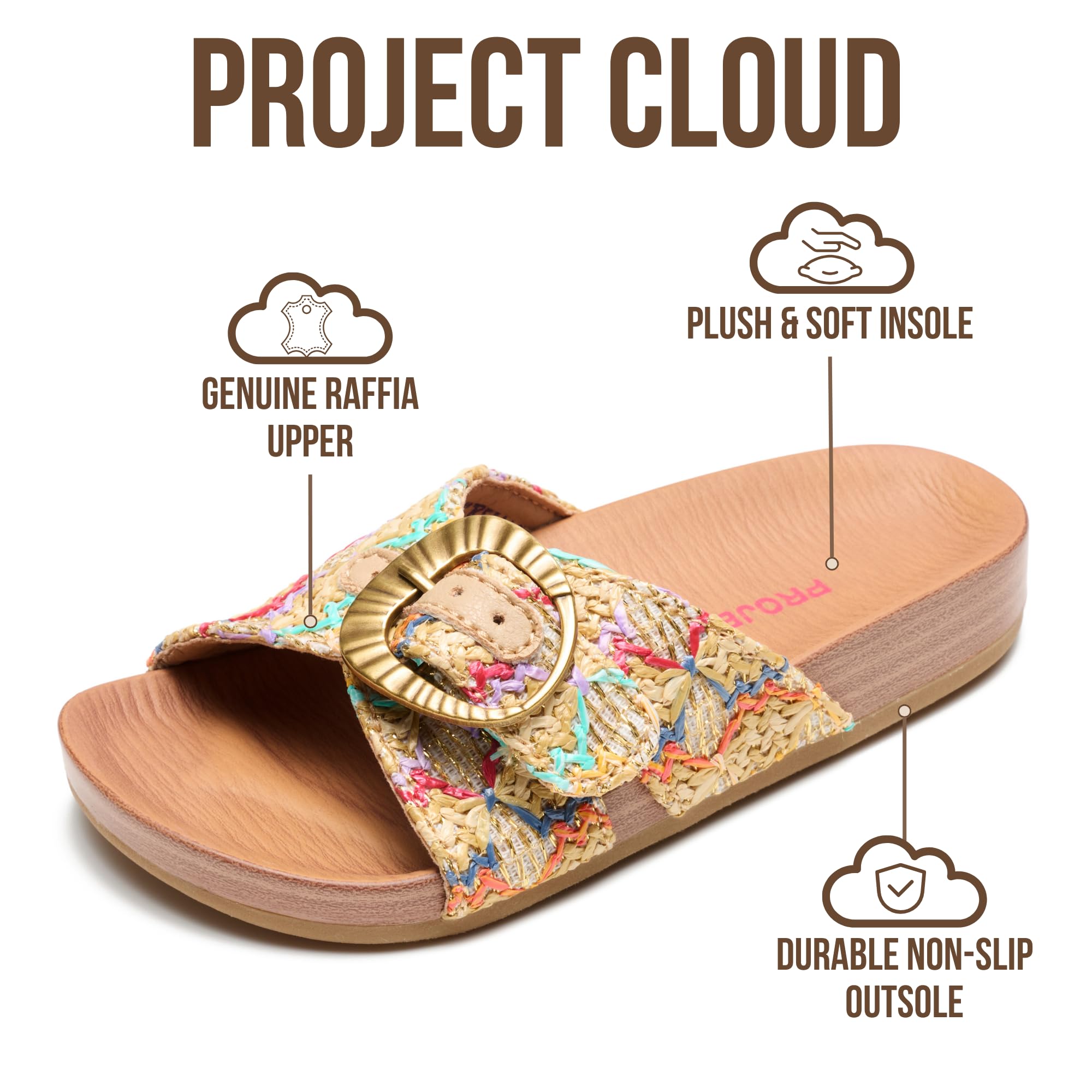 Project Cloud Girls Sandals - Adjustable Buckle Toddler Slides with Plush and Soft Insole Kids Sandals - Non-Slip and Lightweight Slides for Kids (Beaming Kids) — view 2