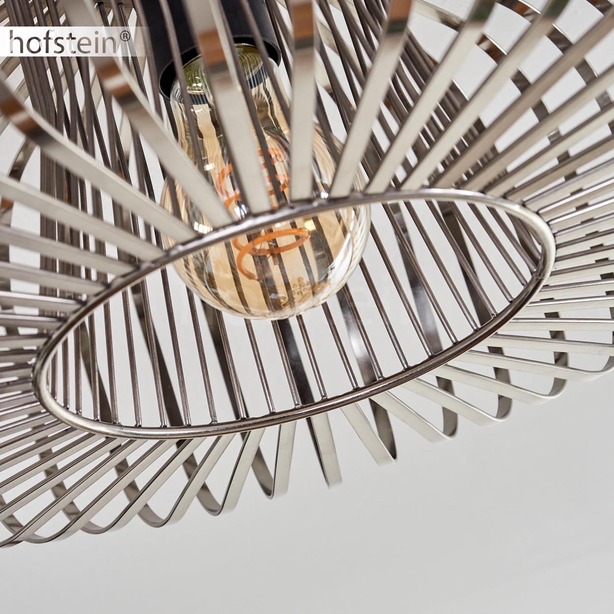 HOFSTEIN Wemude Deckenleuchte: Retro-Lampe Mit Gitter-Optik Für Wohnzimmer & Schlafzimmer – 40 Cm, Schwarz, E27