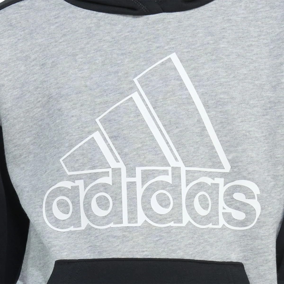 Adidas Youth Boy's Fleece Long Sleeve Graphic Logo Pullover Hoodie (US, Alpha, Large, Regular, Grey Heather)