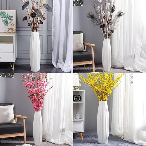 Miniatura 4 de Jarrón de cerámica de piso grande de 24 pulgadas de alto jarrones altos modernos blancos para oficina hogar granja decoración de sala de estar