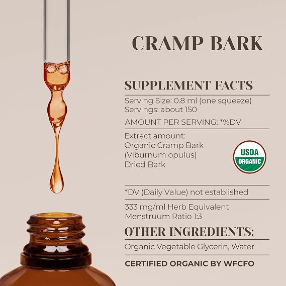Cramp Bark Alcohol-Free Natural Tincture Extract, Immune System Booster, Liquid Drops Made from 100% Cramp Bark (Viburnum opulus) Dried Bark (4 fl oz)