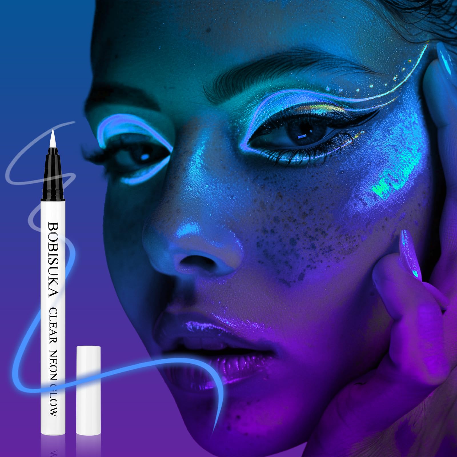 BOBISUKA Clear UV Neon Glow Eyeliner Pen, Invisible Ink White Eye