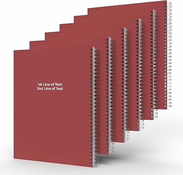 Custom Left Handed Spiral Notebook Journals with a Maroon Colored Cover - 6 Pack of 8.5" x 11" College Ruled, Hard Cover, 50 Sheets Per Book For Journaling, Office, School Supplies, etc.