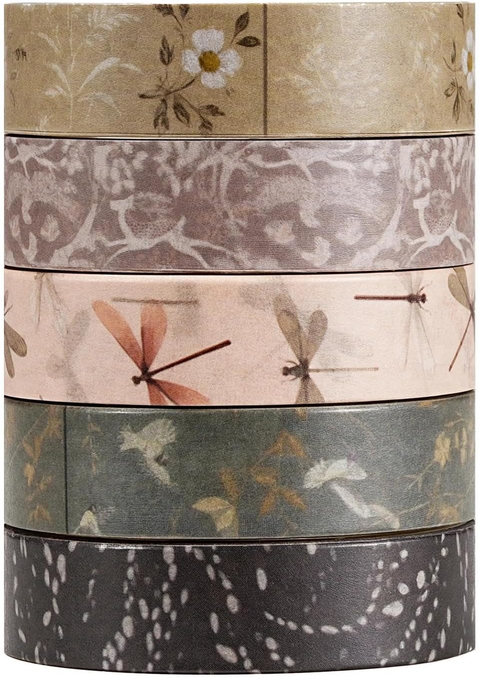 5 Rolls 6.56ft Washi Sticker Set,Pattern Stickers Decorative for Arts DIY Crafts Journal Supplies Scrapbook Card Wrapping