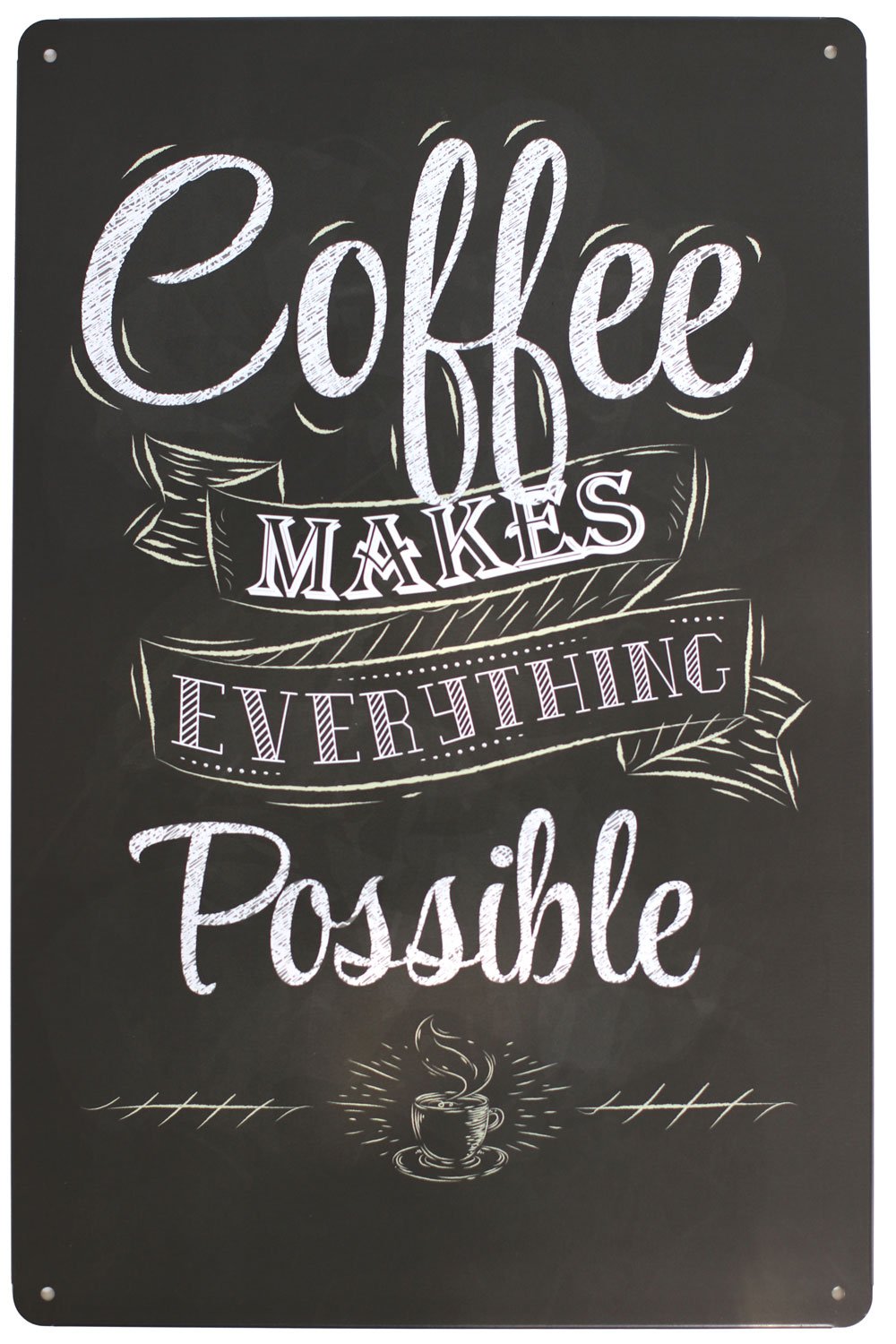 Coffee Makes Everthing Possible Metal Tin Sign, Vintage Plaque Cafe Poster Kitchen Home Wall Decoration 8x12 Inch