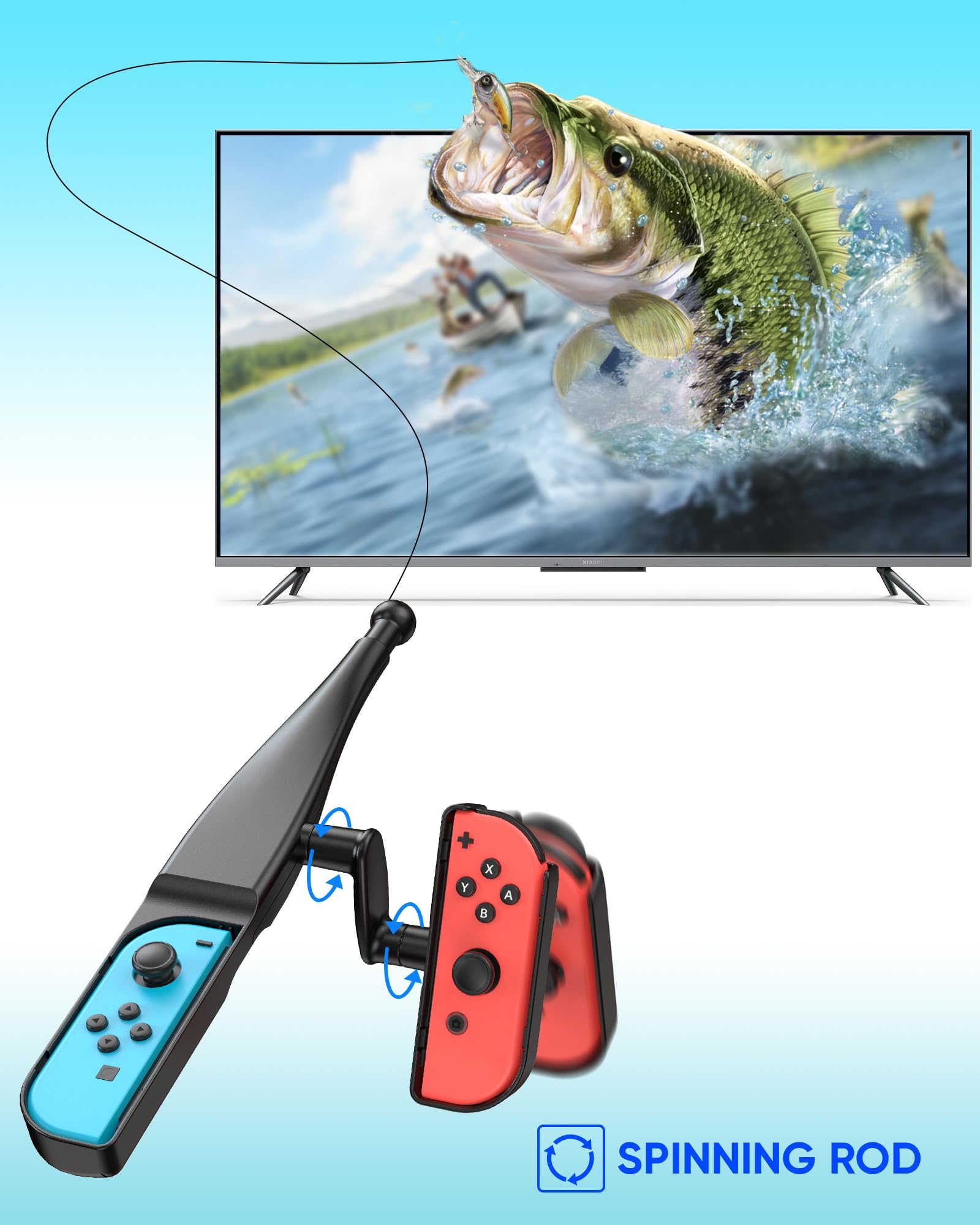 Angelrute für Nintendo Switch, Angelspiele Zubehör Kit für Nintendo Switch/Switch OLED/Joy Con Bass Pro Shops – The Strike Championship Edition und Legendary Fishing-Standard Edition